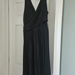 LOFT Black Sleeveless Wrap-Style Maxi Dress